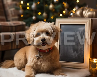 5 Frame Mockup with Pets in Christmas Theme / Vertical Christmas Frame Mockup with Pets / Cat Frame Mockup / Dog Frame Mockup/ Mock up / PSD