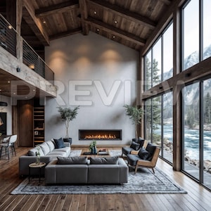 21 Mountain Chalet Empty Wall Mockup Frame Mockup / Vertical Horizontal Cabin Frame Mock up Bundle / Stock Photo / Mockup Template / PSD image 5