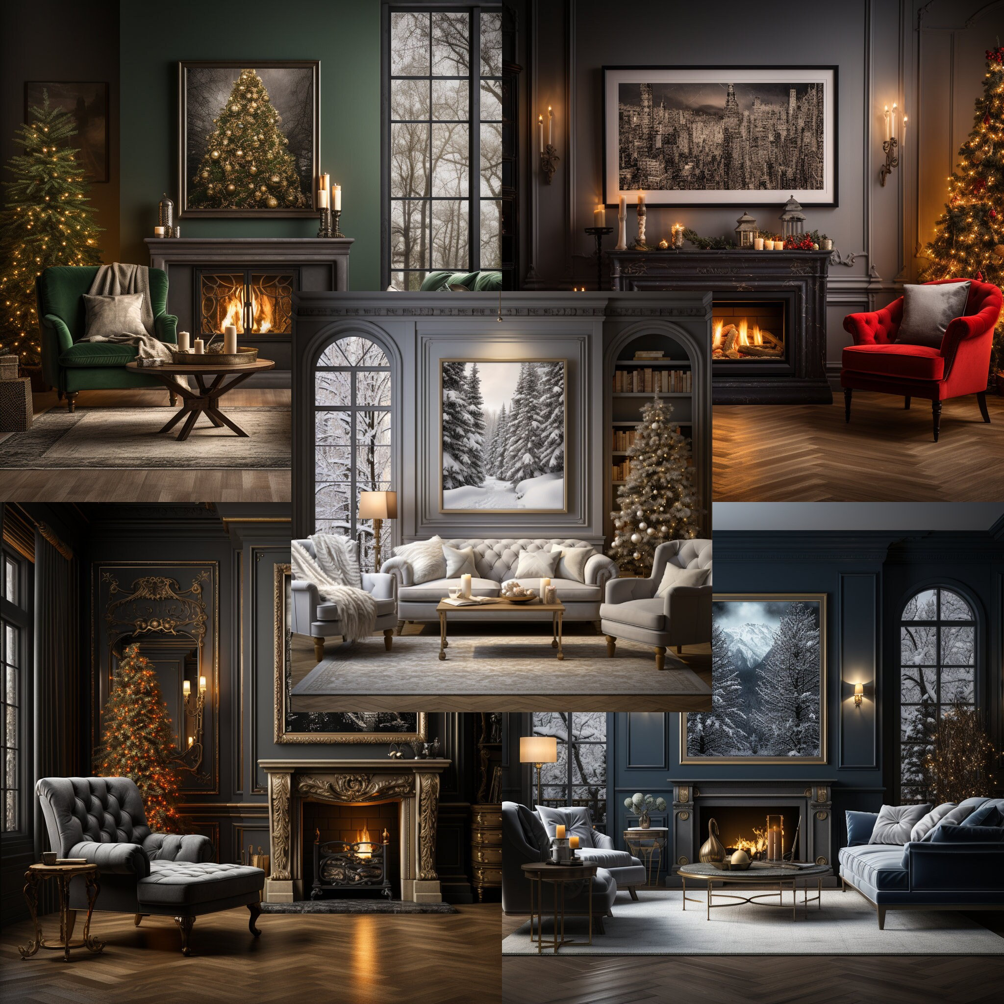50 Christmas Theme Colorful Frame Mockups / Christmas Mock up Bundle / Luxury Stock Photography / Interior Mockup Template /Fireplace /PSD