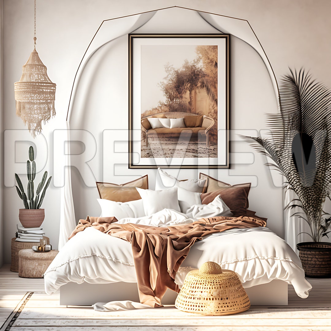 10 BOHO Bedroom Room Frame Mock Ups / BOHO Style Modern Mock up / Frame ...