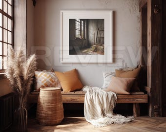 10 Scandinavian Farmhouse style interior Frame Mockups, Minimalist mockup, Neutral Colors, PSD
