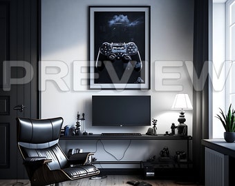 10 Frame Mock Ups / Gamer Room Mock Up /  Streamer Frame Mock up Bundle / Photograph Styled Stock Photo / Template Frame Art / PSD