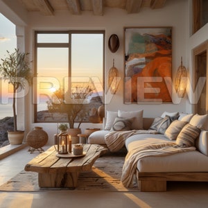 5 Sunset in Mykonos Frame Mockup / 5 Frame Mockups in Mykonos Theme / Mykonos Mock Ups / Wall Art Frame Mockup / Design Frame Mockup / PSD