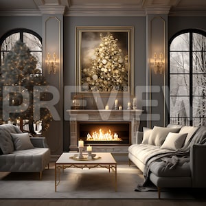 10 Christmas Luxury House Vertical Frame Mockups / Christmas Mock up Bundle / Luxury Stock Photography / Home Interior Mockup Template /PSD