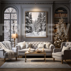 10 Christmas Theme White Frame Mockups / Christmas Mock up Bundle / Luxury Stock Photography / Home Interior Mockup Template /Fireplace /PSD