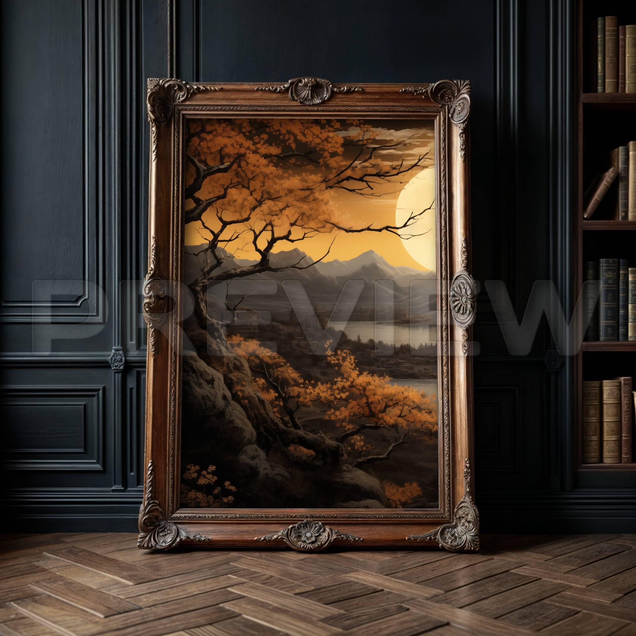 Library Fr4ames Best Vintage Wood Frame Mockup in Library #2 , 2:3 Mockup Frame, Black ...