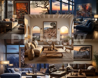 May include: A collage of images showcasing different living room designs with various furniture styles, including sofas, armchairs, coffee tables, and decorative accents. The images feature a variety of colors and textures, creating a visually appealing and inviting atmosphere.