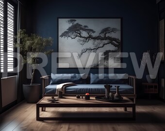 10 Japandi Rahmen Mock Up / Japandi Stil Blau Mockup / Rahmen Mockup Bundle / Stock Photo / Digital Art Mockups / Vorlage Rahmen Kunst / PSD