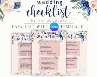 Editable Wedding checklist, Wedding Checklist, Wedding Timeline, Wedding to do list, wedding checklist, editable wedding timeline
