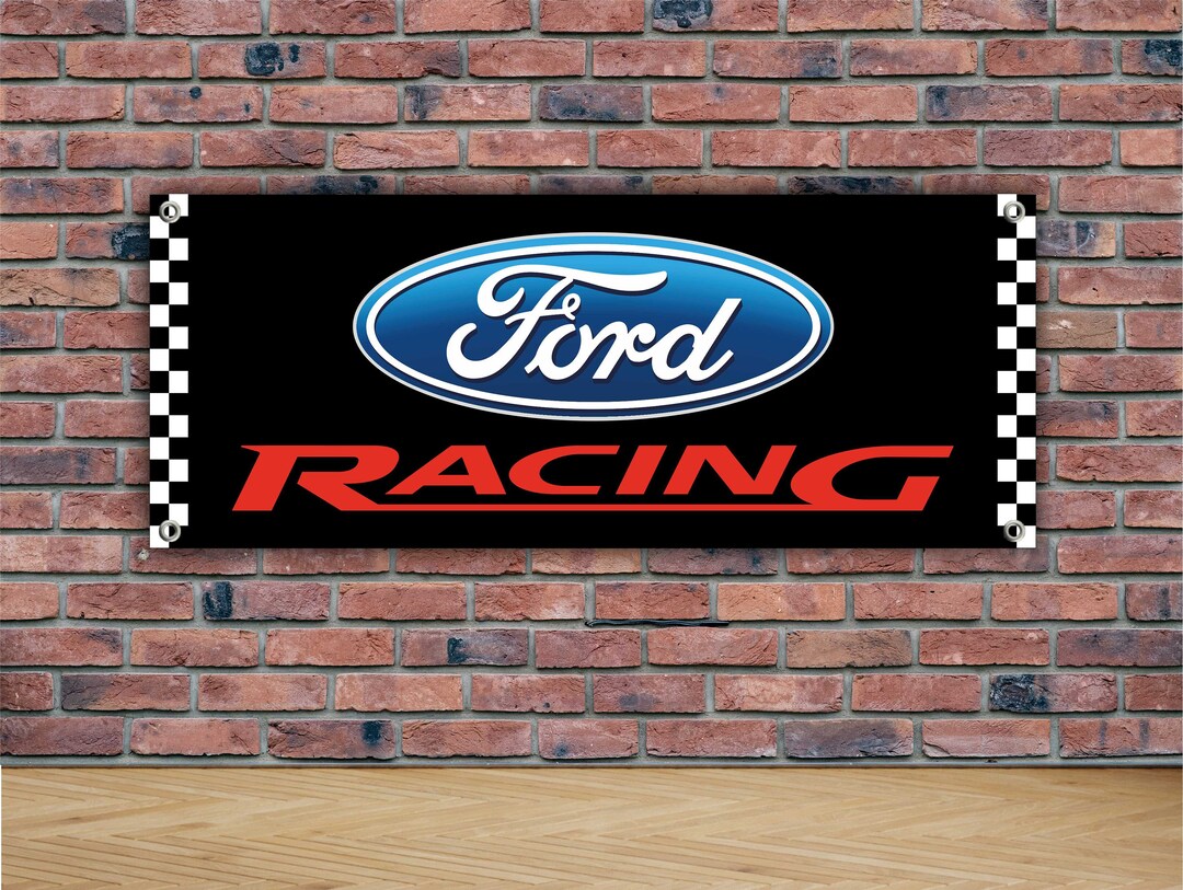 Ford 3x5 Ft Banner Flag – Black Polyester, Car Truck Logo Emblem, Garage Racing Sign