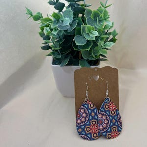 Faux Leather Boho Teardrop Earrings Lightweight Soft Drop Earrings