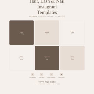 Hair Stylist Instagram Templates Canva, 6 Lash Tech Posts, Nail Artist Marketing, Beauty Salon Social Media, Now Booking, Before After