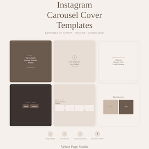 Instagram Carousel Templates Canva, 6 Swipe Post Covers, Beauty Wellness Aesthetic, Editable Social Media, Engagement Boost Templates