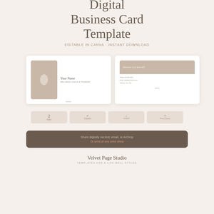 Digital Business Card Template Canva, Minimalist Business Card, Wellness Coach, Female Entrepreneur, Printable Card, Aesthetic Design