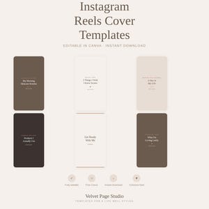 Instagram Reels Cover Templates Canva, 6 Aesthetic Reel Covers, Beauty Wellness Brand, GRWM Tutorial Review, Cohesive Feed Aesthetic