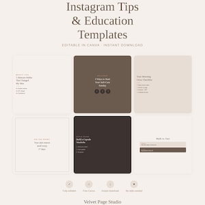 Instagram Tips Templates Canva, 6 Educational Post Templates, Beauty Skincare Tips, Editable Carousel, Wellness Content Creator Templates