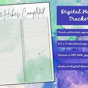 Hike Tracker | Outdoor Challenge | Tracker | 1000 Hours Outside | Planner Tracker | Bujo Tracker