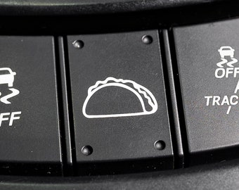 Taco outline blank button decal sticker. Fits all blank car buttons!