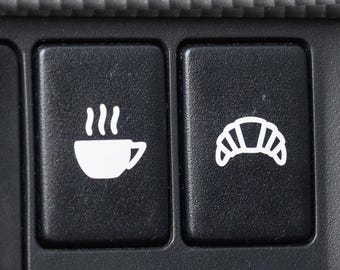 Coffee and Croissant Combo, 3 size options, (2 of each) combo blank button decal sticker pack. Fits blank car buttons!