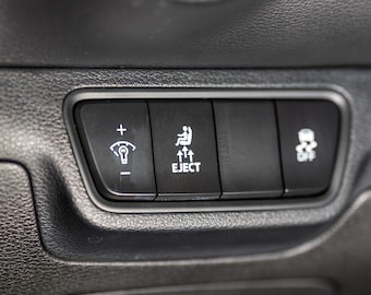 Fits Kia, Eject seat blank button decal sticker. (Medium Size). Made for empty or blank car buttons