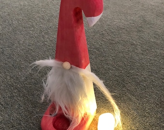 Handmade Reclaimed Wood Christmas Gnome Tealight Holder