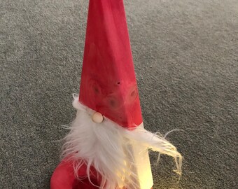 Handmade Reclaimed Wood Christmas Gnome Tealight Holder