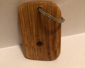 Handmade rustic oak keychain