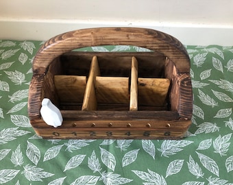 Handmade Reclaimed Wood Milk Bottle Caddy: Rustic Farmhouse Decor