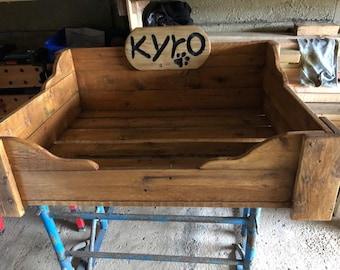 Personalised hand made DOG BED made from repurposed wood
