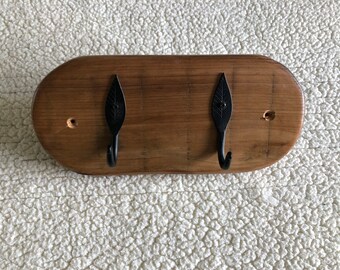 Handmade Coat Hooks with leaf design from reclaimed wood