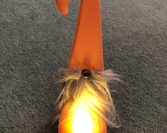 Handmade Halloween Gnome Tealight Holder: Reclaimed Wood Gonk Gift