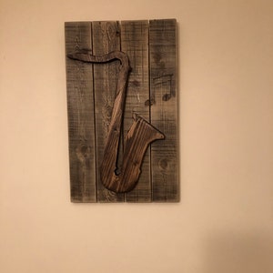 Rustic Saxaphone Handmade Reclaimed Wood Saxophone Wall Art: Rustic Music Decor - Etsy