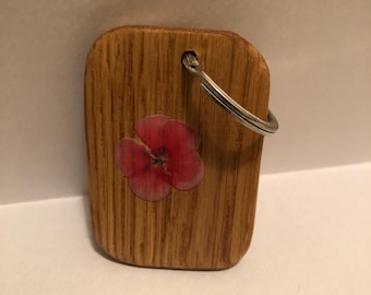 Handmade rustic oak keychain