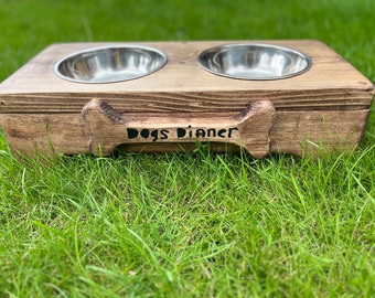 Handmade Reclaimed Wood Dog Bowl Stand: Custom Pet Feeder