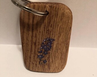 Handmade rustic oak keychain