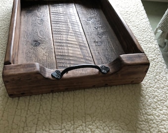 Handmade Farmhouse Style Rustic Serving Tray With Handles