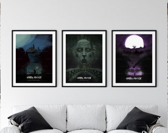 movie posters alternative Harry Potter -All 8 Films Alternative Movie Posters- | Wall Art Print | Premium Design | Custom Poster | Home Decor | A3, A4, Sizes