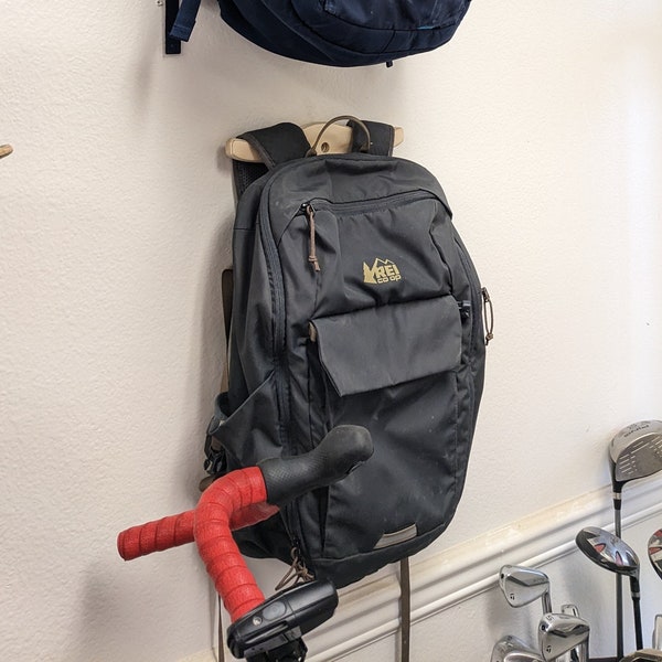 Backpack Rack / Wall Mount Backpack Rack / Sustainable Utility / Backpacking / Hiking / Fits Most Patagonia & REI Packs