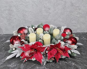 Advent wreath with 4 white candles, Christmas decoration, Christmas table decoration, handmade Advent wreath, Christmas arrangement, Advent decoration