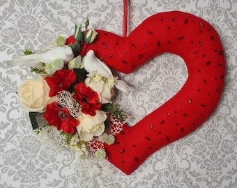 Wreath, Valentine's Day wreath, Mother's Day gift, door wreath, wedding wreath, heart wreath