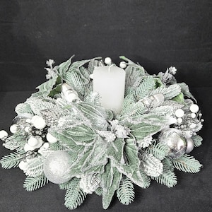 Elegant New Year's arrangement, Christmas wreath, Advent wreath with 1 candle, Christmas centerpiece, table decoration, Christmas decoration
