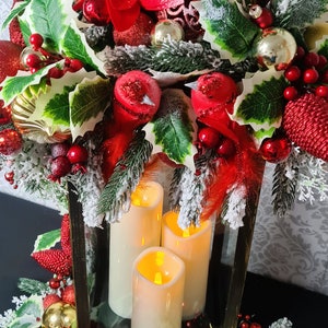 Table arrangement, Advent arrangement, Christmas arrangement, Advent wreath, lantern with LED, winter decor, Christmas decoration, Christmas
