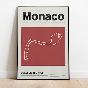 Monaco Street Circuit Print | Mid Century Modern | Bauhaus Design For F1 Enthusiast | Art Poster | Retro Wall Art | Vintage | Race Track