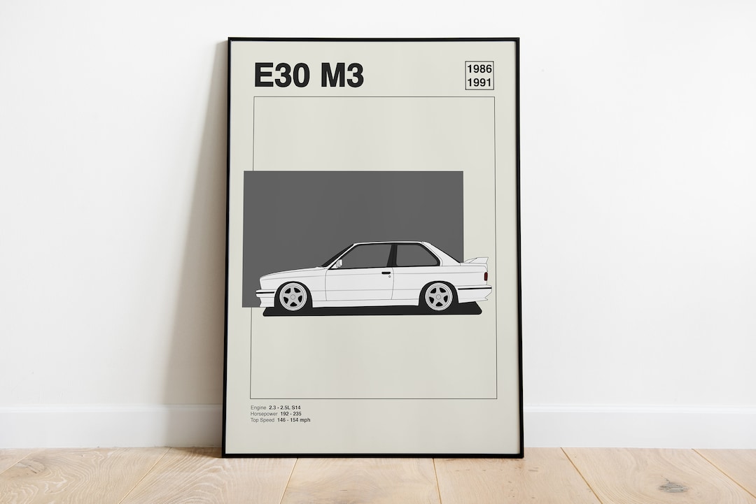 BMW E30 M3 Poster - Retro Automotive Art, Mid-century Modern - Etsy ...