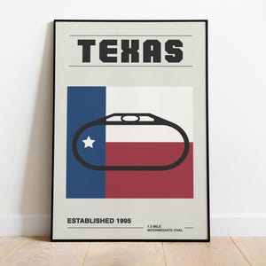 Texas Race Track Print | Vintage NASCAR Poster | Mid Century Modern | Car Enthusiast Wall Art Print | Retro Wall Décor