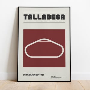 Talladega Race Track Print | Vintage NASCAR Poster | Mid Century Modern | Car Enthusiast Wall Art Print | Retro Wall Décor
