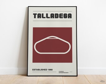 Talladega Race Track Art Print | Mid-Century Modern NASCAR Poster