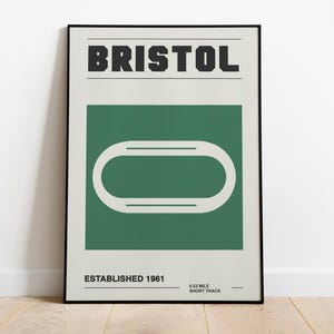 Bristol Race Track Print | Vintage NASCAR Poster | Mid Century Modern Racing Wall Art