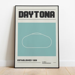 Daytona Race Track Print | Vintage NASCAR Poster | Mid Century Modern | Car Enthusiast Wall Art Print | Retro Wall Décor