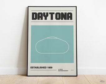 Daytona Race Track Print | Mid-Century Modern NASCAR Poster